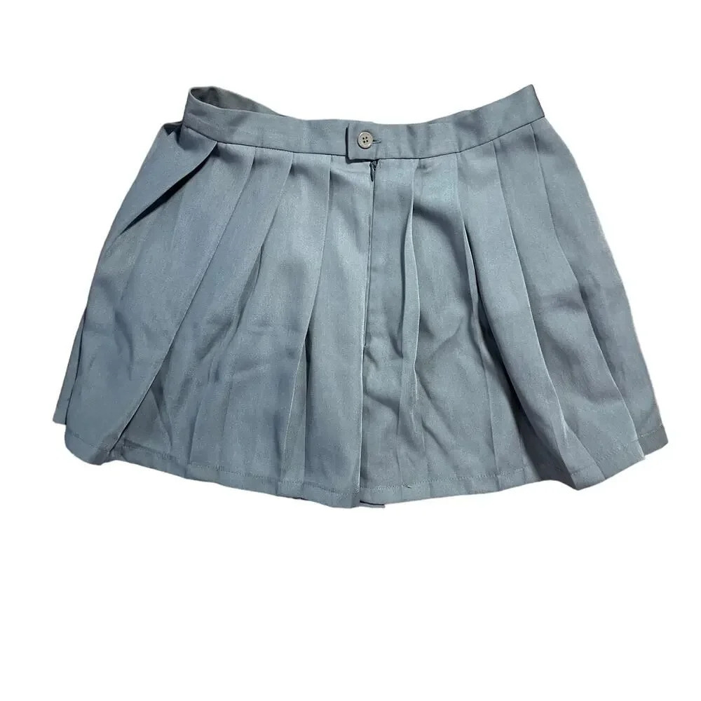 Gray A-Line Pleated Short Mini Skirt Women's Size Extra Large - Picture 2 of 5